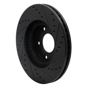 Mazda Millenia Brake Rotor (1) - Front Left - R1 Concepts - Drilled & Slotted - Black - `01-`02